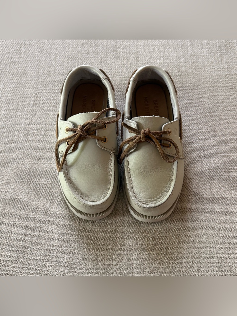 Sperry x Nordstrom Collection Boys Classic Boat Shoes Stone Leather Size 12